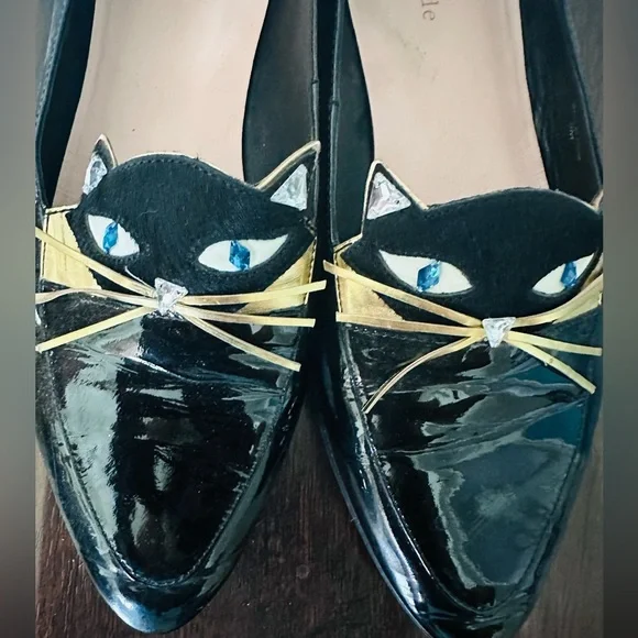 Kate Spade Black Kitty Cat Loafers size 9 - Picture 2 of 4